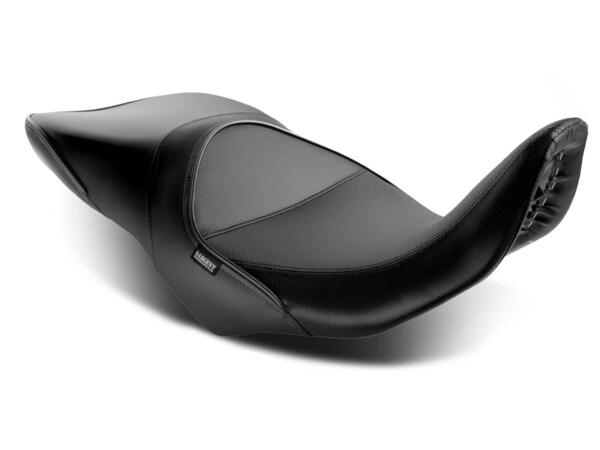 Sargent Cycle Products' REVolution OEM Motorcycle Seat Upgrade for the Suzuki V-Strom 800 2023+ shown with DTX/GZ, all black, low version.